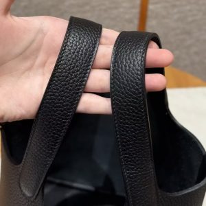 Hermes Picotin Lock 18 CM Bag Handmade In Taurillon Clemence Leather Gold Hardware ck89 Noir - Image 16