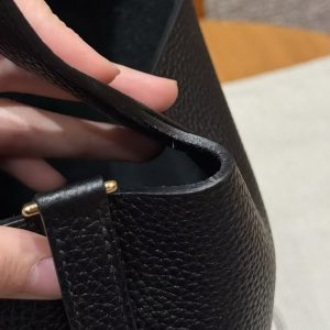 Hermes Picotin Lock 18 CM Bag Handmade In Taurillon Clemence Leather Gold Hardware ck89 Noir - Image 13
