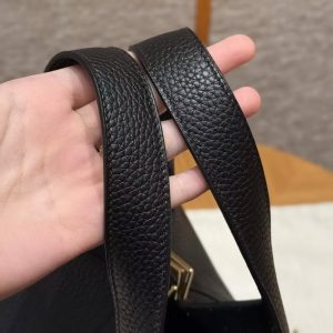 Hermes Picotin Lock 18 CM Bag Handmade In Taurillon Clemence Leather Gold Hardware ck89 Noir - Image 3