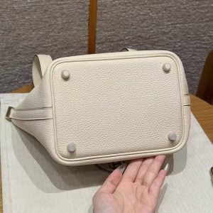 Hermes Picotin Lock 18 CM Bag Handmade In Taurillon Clemence Leather Gold Hardware i2 Nata - Image 14