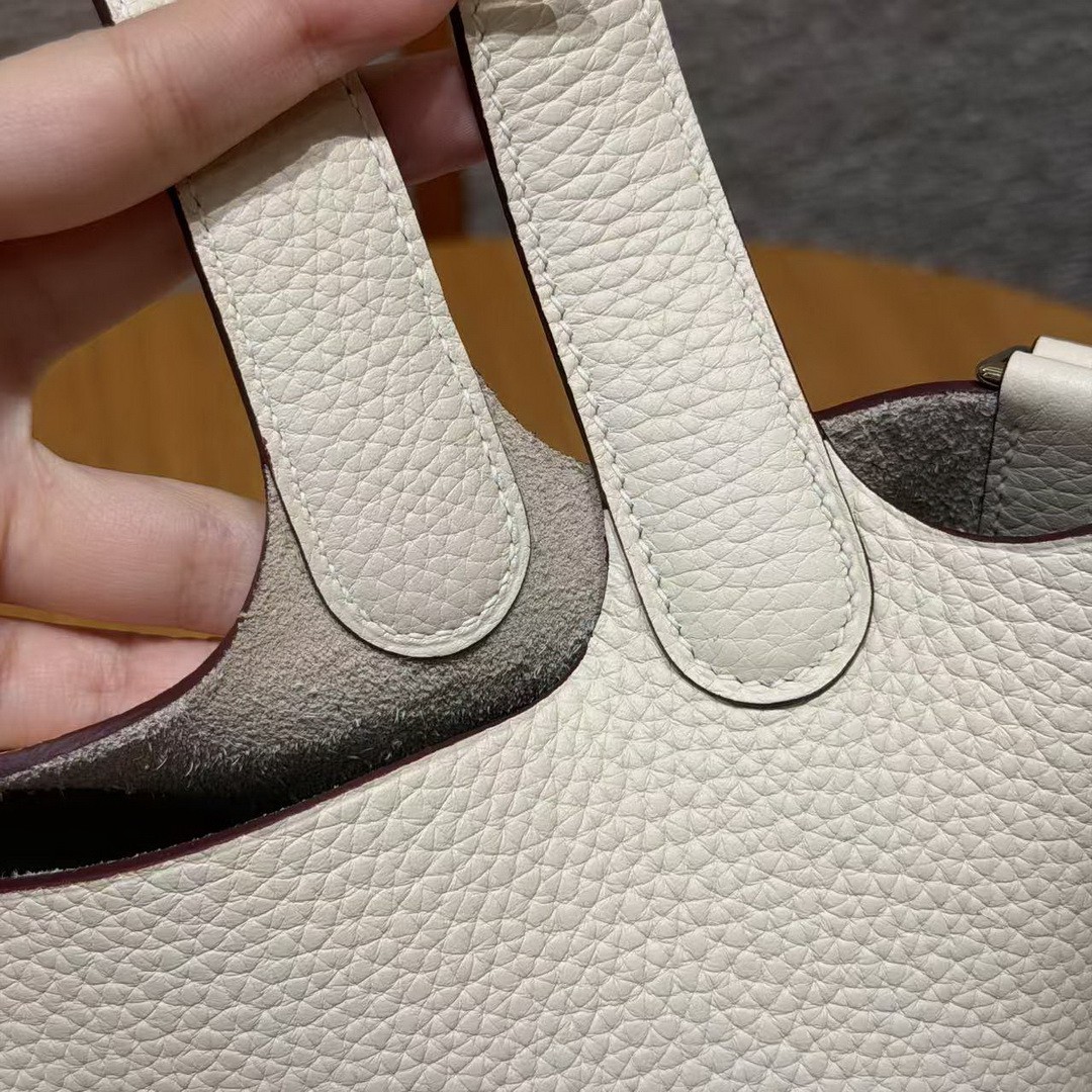 Hermes Picotin Lock 18 CM Bag Handmade In Taurillon Clemence Leather Gold Hardware i2 Nata - Image 3