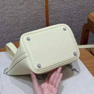Hermes Picotin Lock 18 CM Bag Handmade In Taurillon Clemence Leather Silver Hardware i8 Jaune Milton - Image 15