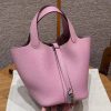 Hermes Picotin Lock 18 CM Bag Handmade In Taurillon Clemence Leather Silver Hardware X9 Mauve