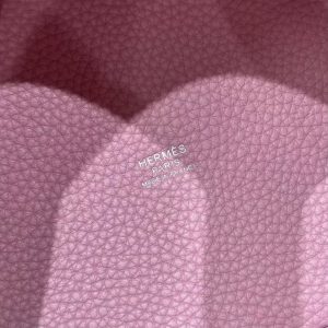 Hermes Picotin Lock 18 CM Bag Handmade In Taurillon Clemence Leather Silver Hardware X9 Mauve - Image 14