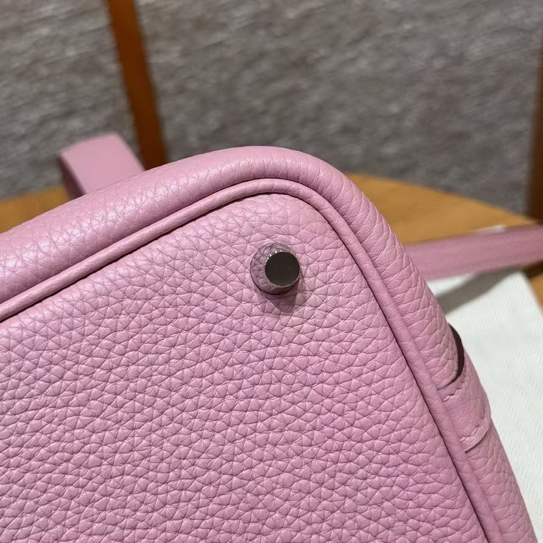 Hermes Picotin Lock 18 CM Bag Handmade In Taurillon Clemence Leather Silver Hardware X9 Mauve - Image 5