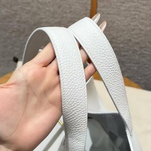 Hermes Picotin Lock 22 CM Bag Handmade In Taurillon Clemence Leather Gold Hardware 01 Blanc - Image 11