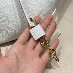 Hermes Picotin Lock 22 CM Bag Handmade In Taurillon Clemence Leather Gold Hardware 01 Blanc - Image 9