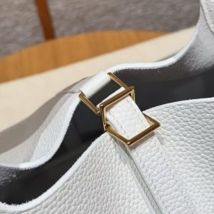 Hermes Picotin Lock 22 CM Bag Handmade In Taurillon Clemence Leather Gold Hardware 01 Blanc - Image 8
