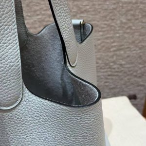 Hermes Picotin Lock 22 CM Bag Handmade In Taurillon Clemence Leather Gold Hardware 08 Blue Pale - Image 6