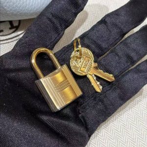Hermes Picotin Lock 22 CM Bag Handmade In Taurillon Clemence Leather Gold Hardware 08 Blue Pale - Image 5