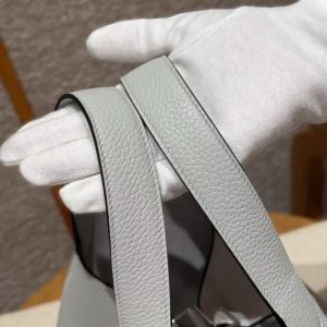 Hermes Picotin Lock 22 CM Bag Handmade In Taurillon Clemence Leather Silver Hardware 08 Blue Pale - Image 8