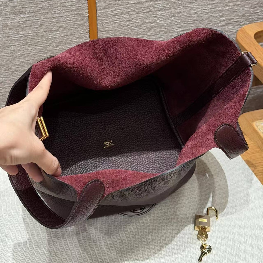 Hermes Picotin Lock 22 CM Bag Handmade In Taurillon Clemence Leather Gold Hardware 0G Rouge Seller - Image 11