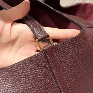 Hermes Picotin Lock 22 CM Bag Handmade In Taurillon Clemence Leather Gold Hardware 0G Rouge Seller - Image 3