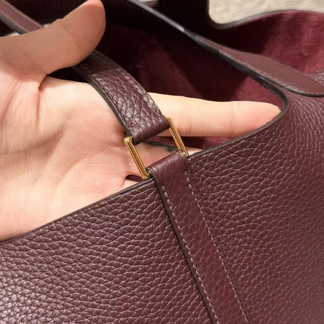 Hermes Picotin Lock 22 CM Bag Handmade In Taurillon Clemence Leather Gold Hardware 0G Rouge Seller - Image 3
