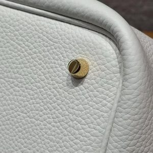Hermes Picotin Lock 22 CM Bag Handmade In Taurillon Clemence Leather Gold Hardware 0T Mushroom - Image 3