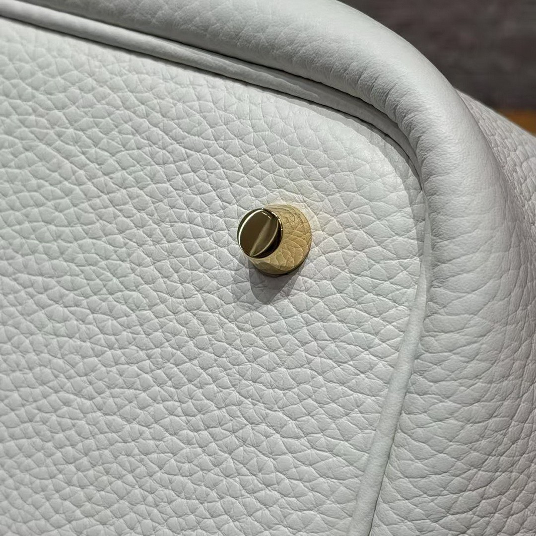 Hermes Picotin Lock 22 CM Bag Handmade In Taurillon Clemence Leather Gold Hardware 0T Mushroom - Image 3