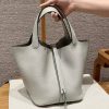 Hermes Picotin Lock 22 CM Bag Handmade In Taurillon Clemence Leather Silver Hardware 0W Girs Neve