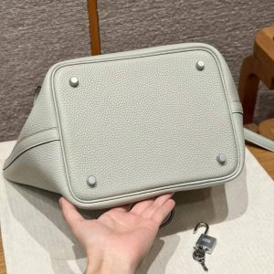 Hermes Picotin Lock 22 CM Bag Handmade In Taurillon Clemence Leather Silver Hardware 0W Girs Neve - Image 12