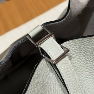 Hermes Picotin Lock 22 CM Bag Handmade In Taurillon Clemence Leather Silver Hardware 0W Girs Neve - Image 8