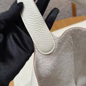 Hermes Picotin Lock 22 CM Bag Handmade In Taurillon Clemence Leather Gold Hardware 10 Craie - Image 3
