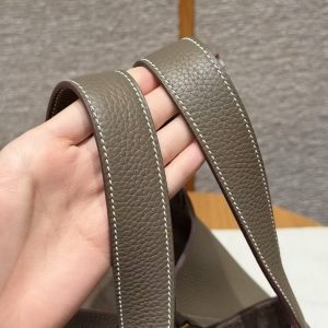 Hermes Picotin Lock 22 CM Bag Handmade In Taurillon Clemence Leather Gold Hardware 18 Etoupe - Image 10