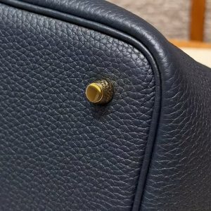 Hermes Picotin Lock 22 CM Bag Handmade In Taurillon Clemence Leather Gold Hardware 2Z Blue Nuit - Image 12
