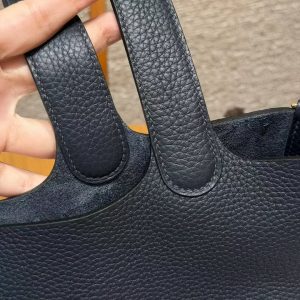 Hermes Picotin Lock 22 CM Bag Handmade In Taurillon Clemence Leather Gold Hardware 2Z Blue Nuit - Image 7