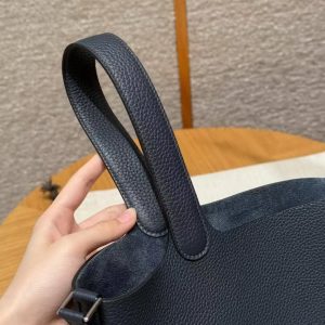 Hermes Picotin Lock 22 CM Bag Handmade In Taurillon Clemence Leather Silver Hardware 2Z Blue Nuit - Image 7