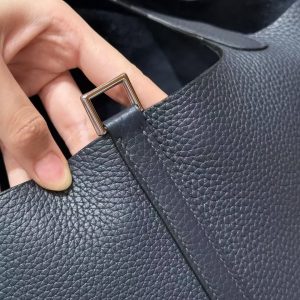 Hermes Picotin Lock 22 CM Bag Handmade In Taurillon Clemence Leather Silver Hardware 2Z Blue Nuit - Image 5