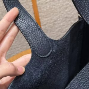 Hermes Picotin Lock 22 CM Bag Handmade In Taurillon Clemence Leather Silver Hardware 2Z Blue Nuit - Image 4