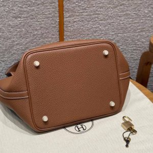 Hermes Picotin Lock 22 CM Bag Handmade In Taurillon Clemence Leather Gold Hardware 37 Gold - Image 14