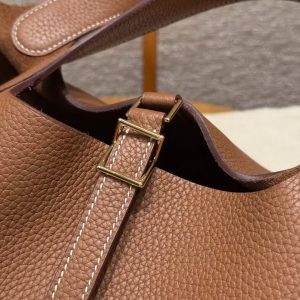 Hermes Picotin Lock 22 CM Bag Handmade In Taurillon Clemence Leather Gold Hardware 37 Gold - Image 8