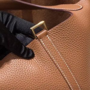 Hermes Picotin Lock 22 CM Bag Handmade In Taurillon Clemence Leather Gold Hardware 37 Gold - Image 6
