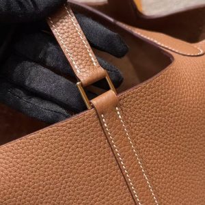 Hermes Picotin Lock 22 CM Bag Handmade In Taurillon Clemence Leather Gold Hardware 37 Gold - Image 5
