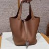 Hermes Picotin Lock 22 CM Bag Handmade In Taurillon Clemence Leather Silver Hardware 37 Gold