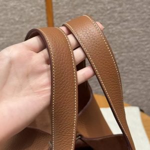 Hermes Picotin Lock 22 CM Bag Handmade In Taurillon Clemence Leather Silver Hardware 37 Gold - Image 12