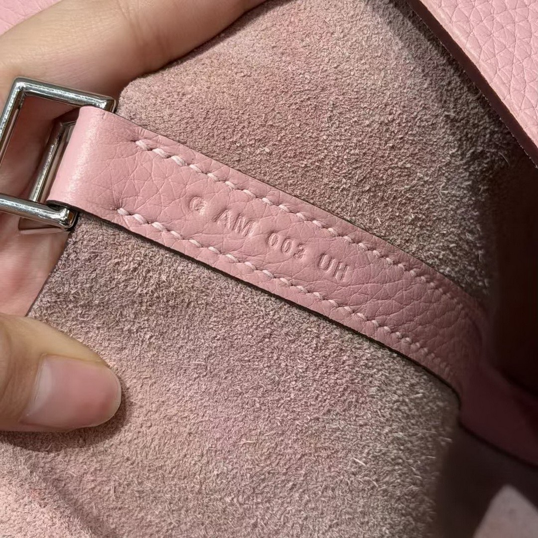 Hermes Picotin Lock 22 CM Bag Handmade In Taurillon Clemence Leather Silver Hardware 3Q Rose Sakura - Image 11
