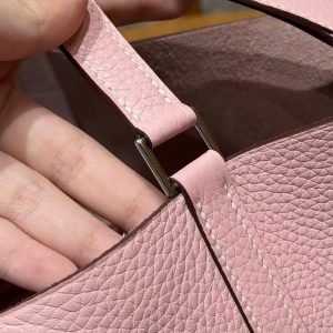 Hermes Picotin Lock 22 CM Bag Handmade In Taurillon Clemence Leather Silver Hardware 3Q Rose Sakura - Image 9