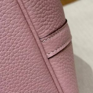 Hermes Picotin Lock 22 CM Bag Handmade In Taurillon Clemence Leather Silver Hardware 3Q Rose Sakura - Image 5