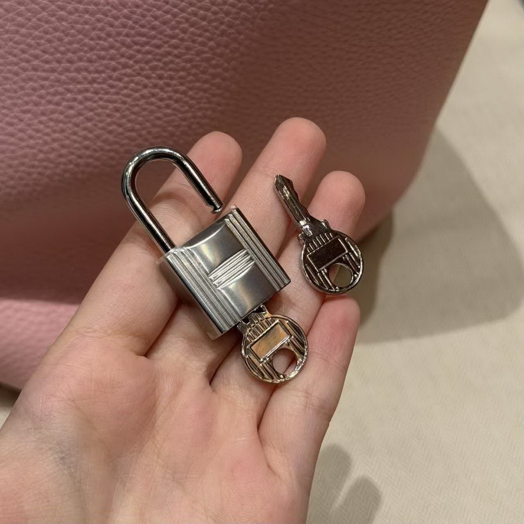 Hermes Picotin Lock 22 CM Bag Handmade In Taurillon Clemence Leather Silver Hardware 3Q Rose Sakura - Image 3