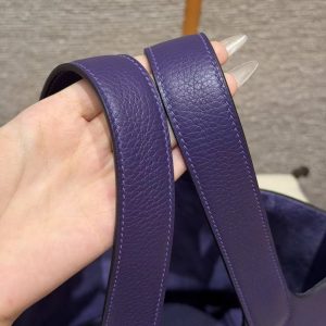 Hermes Picotin Lock 22 CM Bag Handmade In Taurillon Clemence Leather Silver Hardware 3W Prunoir - Image 11