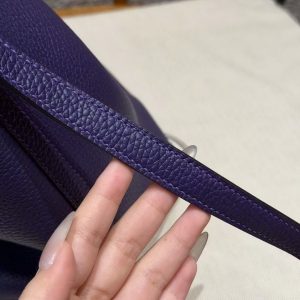 Hermes Picotin Lock 22 CM Bag Handmade In Taurillon Clemence Leather Silver Hardware 3W Prunoir - Image 4
