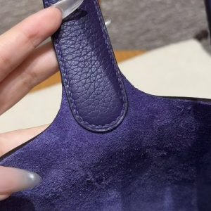 Hermes Picotin Lock 22 CM Bag Handmade In Taurillon Clemence Leather Silver Hardware 3W Prunoir - Image 3