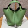 Hermes Picotin Lock 22 CM Bag Handmade In Taurillon Clemence Leather Silver Hardware 3i Vert Criquet