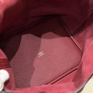 Hermes Picotin Lock 22 CM Bag Handmade In Taurillon Clemence Leather Silver Hardware 57 Bordeaux - Image 12