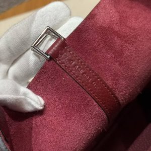Hermes Picotin Lock 22 CM Bag Handmade In Taurillon Clemence Leather Silver Hardware 57 Bordeaux - Image 11