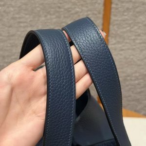 Hermes Picotin Lock 22 CM Bag Handmade In Taurillon Clemence Leather Silver Hardware 7P Bleu De Prusse - Image 11