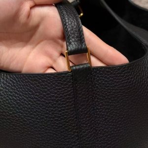 Hermes Picotin Lock 22 CM Bag Handmade In Taurillon Clemence Leather Gold Hardware 89 Noir - Image 9