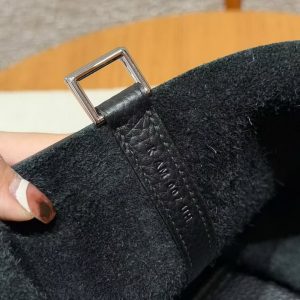 Hermes Picotin Lock 22 CM Bag Handmade In Taurillon Clemence Leather Silver Hardware 89 Noir - Image 9