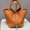 Hermes Picotin Lock 22 CM Bag Handmade In Taurillon Clemence Leather Gold Hardware 93 Orange